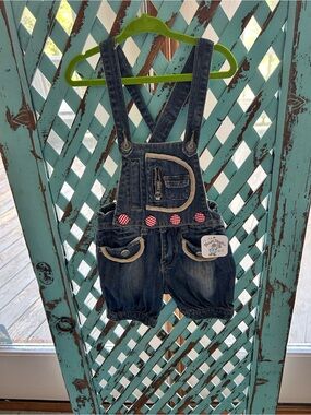 Kids Denim Overalls Shorts - Dark Blue